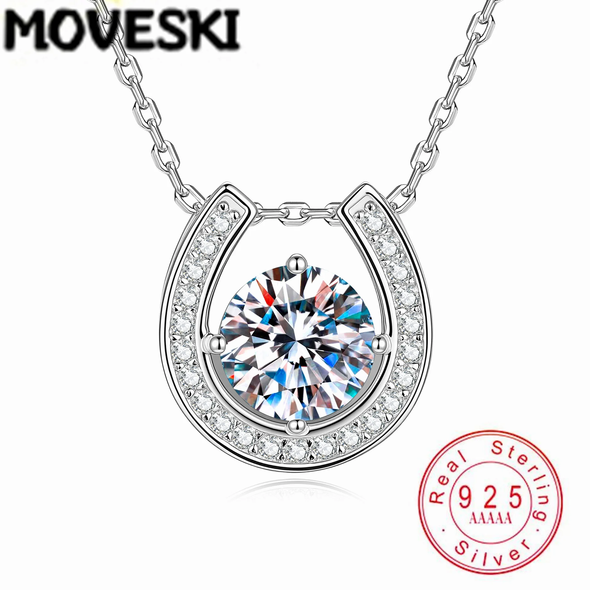 MOVESKI 1CT Moissanite Horseshoe Pendant Necklace 925 Sterling Silver Sparkling Necklaces for Women Wedding Jewelry
MOVESKI 1CT Moissanite Horseshoe Pendant Necklace 925 Sterling Silver Sparkling Necklaces for Women Wedding Jewelry