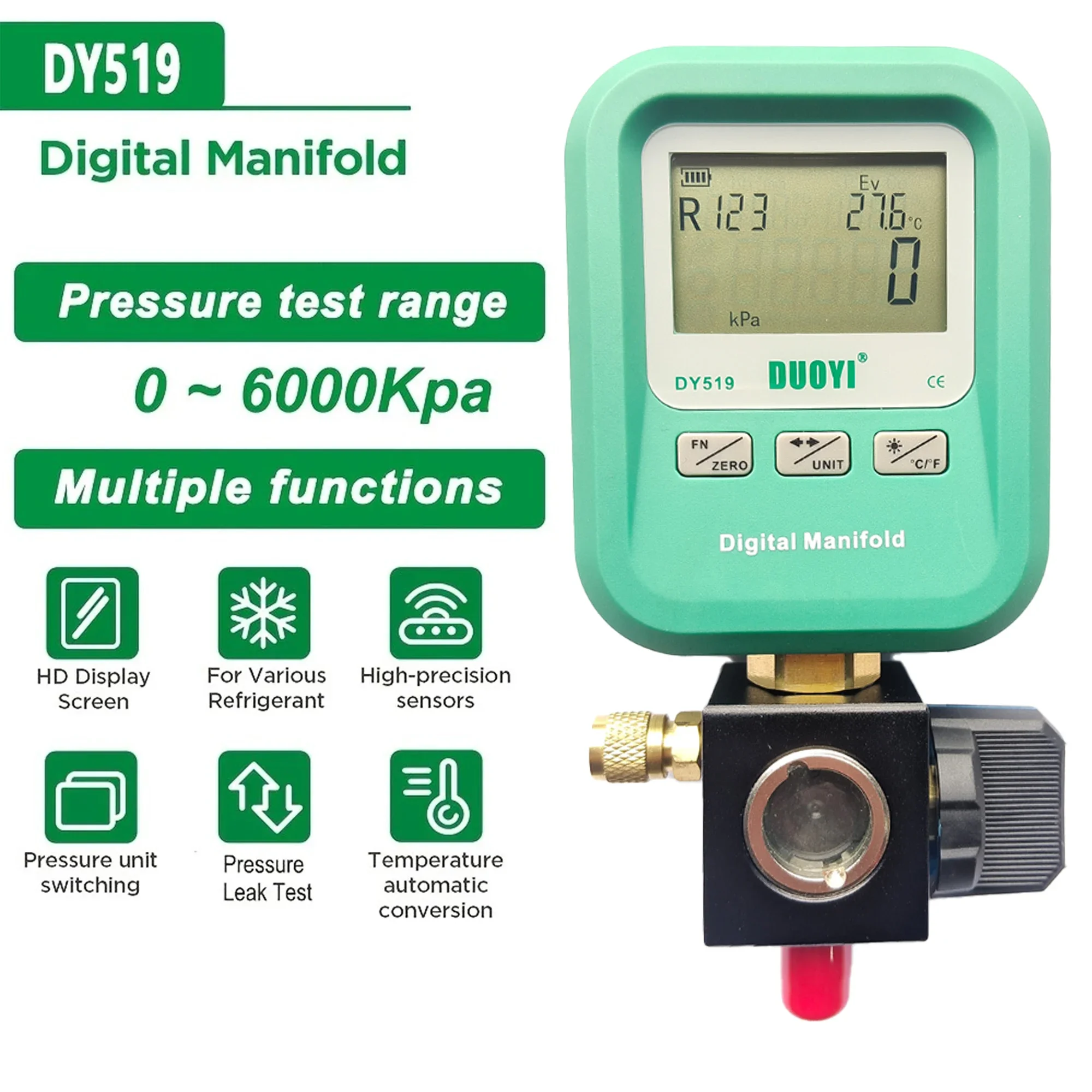 Air Conditioner Fluoride Filling Refrigeration Maintenance Pressure Gauge DY519 Digital Air Conditioner Fluoride Meter
Air Conditioner Fluoride Filling Refrigeration Maintenance Pressure Gauge DY519 Digital Air Conditioner Fluoride Meter
