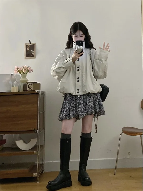 plus Size Casual Outfit Korean Style Stand Collar Jacket Print Skirt Autumn New Design Fashion Set High Waist A-Line Skirt
plus Size Casual Outfit Korean Style Stand Collar Jacket Print Skirt Autumn New Design Fashion Set High Waist A-Line Skirt