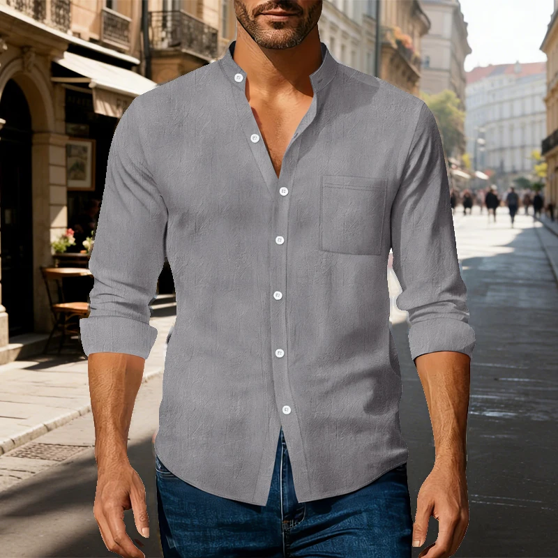 Men's Cotton Linen Long Sleeve Stand Collar Button Down Shirt Chest Pocket Casual Breathable Daily Business Vacation Tops forMen
Men's Cotton Linen Long Sleeve Stand Collar Button Down Shirt Chest Pocket Casual Breathable Daily Business Vacation Tops forMen