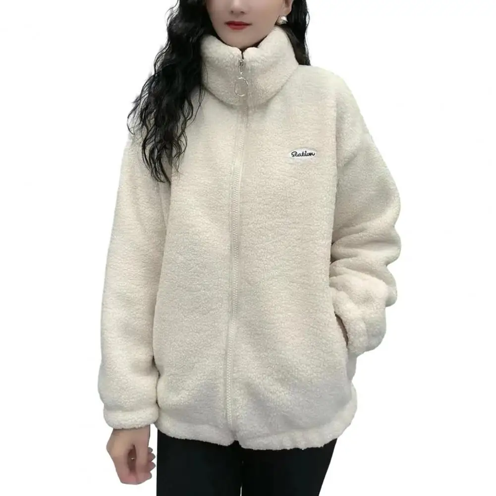 Elegant Women Jacket Women Solid Color Coat Cozy Sherpa Winter Coat for Women Warm Fuzzy Solid Color Outwear with Stand Collar
Elegant Women Jacket Women Solid Color Coat Cozy Sherpa Winter Coat for Women Warm Fuzzy Solid Color Outwear with Stand Collar