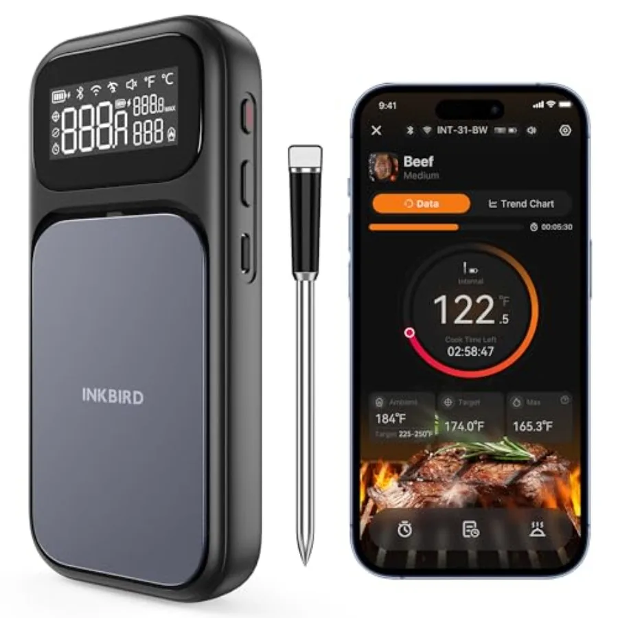 WiFi 5G Wireless Meat Thermometer Digital 4 Sensor Smart Bluetooth Digital Food Thermometer NIST Approved Accuracy 0.5°F Temp A
WiFi 5G Wireless Meat Thermometer Digital 4 Sensor Smart Bluetooth Digital Food Thermometer NIST Approved Accuracy 0.5°F Temp A