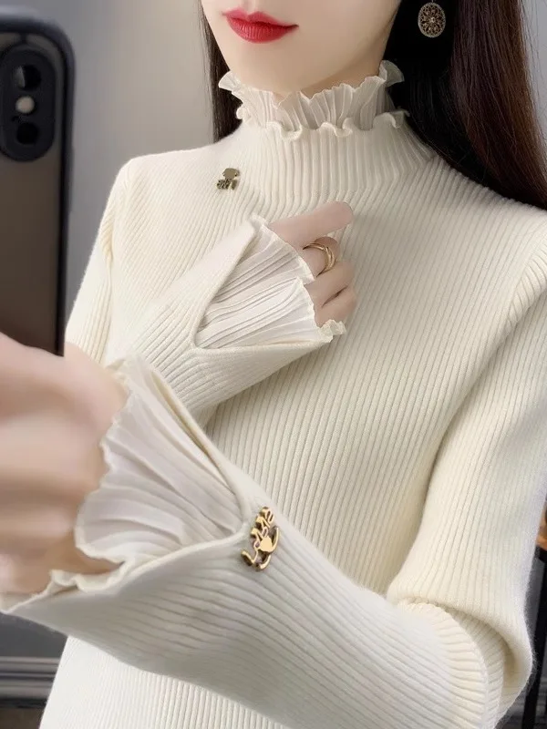 Slim Fit High Ne Knitted Sweater Women's Faionable Lace Casual Sle Medium Softn Long Sve Knitwear
Slim Fit High Ne Knitted Sweater Women's Faionable Lace Casual Sle Medium Softn Long Sve Knitwear