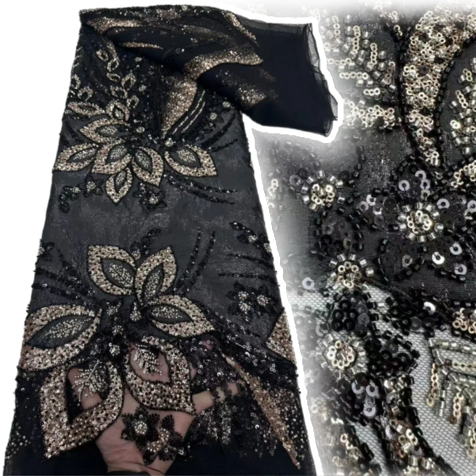Luxury African Sequins Lace Fabric High Quality 2025 Heavy Beaded Embroidery French Tulle Lace For Nigerian Wedding Dress CC1389
Luxury African Sequins Lace Fabric High Quality 2025 Heavy Beaded Embroidery French Tulle Lace For Nigerian Wedding Dress CC1389