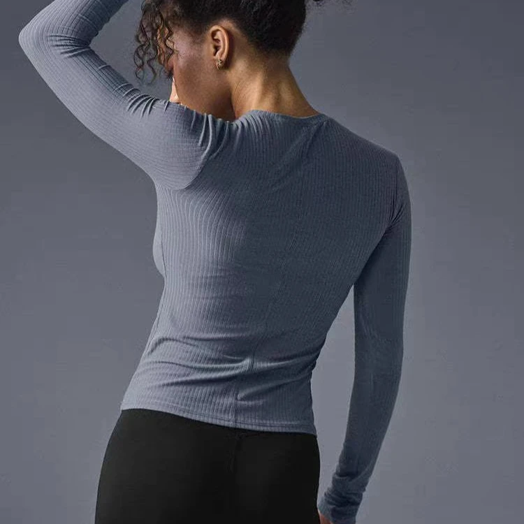 2025 al Yoga Long Sleeve T-Shirt Women's New Threaded Knitted High Elastic Bottom Slim Skinny Casual Sports Top
2025 al Yoga Long Sleeve T-Shirt Women's New Threaded Knitted High Elastic Bottom Slim Skinny Casual Sports Top