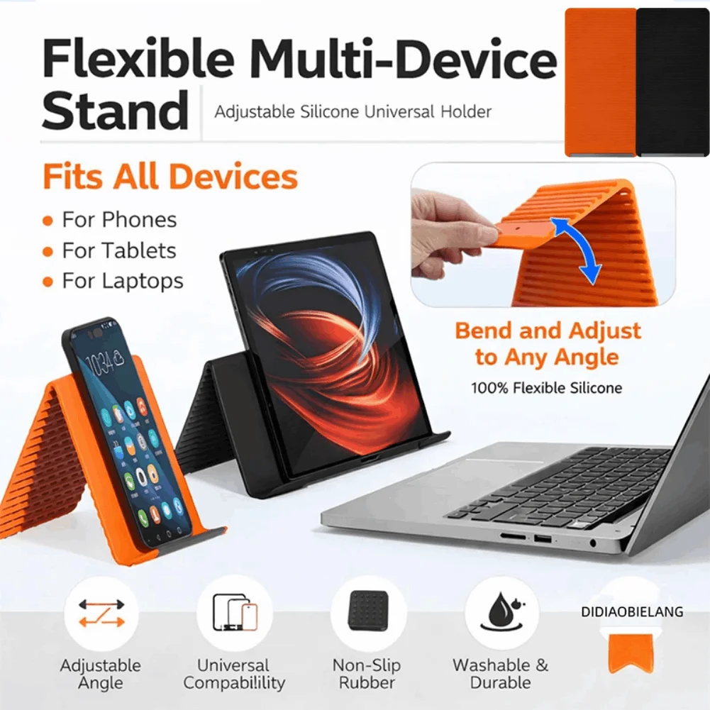 Flexible Foldable Silicone Phone Holder with Heat Dissipation Holes for iPhone iPad Laptop Tablet Office Portable Phone Holder
Flexible Foldable Silicone Phone Holder with Heat Dissipation Holes for iPhone iPad Laptop Tablet Office Portable Phone Holder