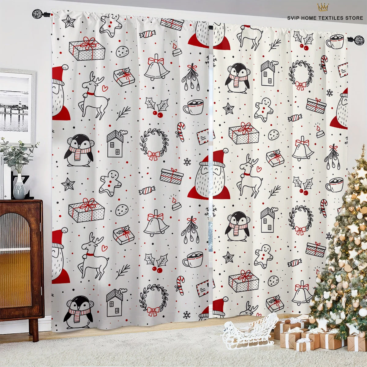 Christmas Decoration Curtains, Red Car, Christmas Tree, Snowman, 3D Printing, Holiday Party, 2 Pcs
Christmas Decoration Curtains, Red Car, Christmas Tree, Snowman, 3D Printing, Holiday Party, 2 Pcs