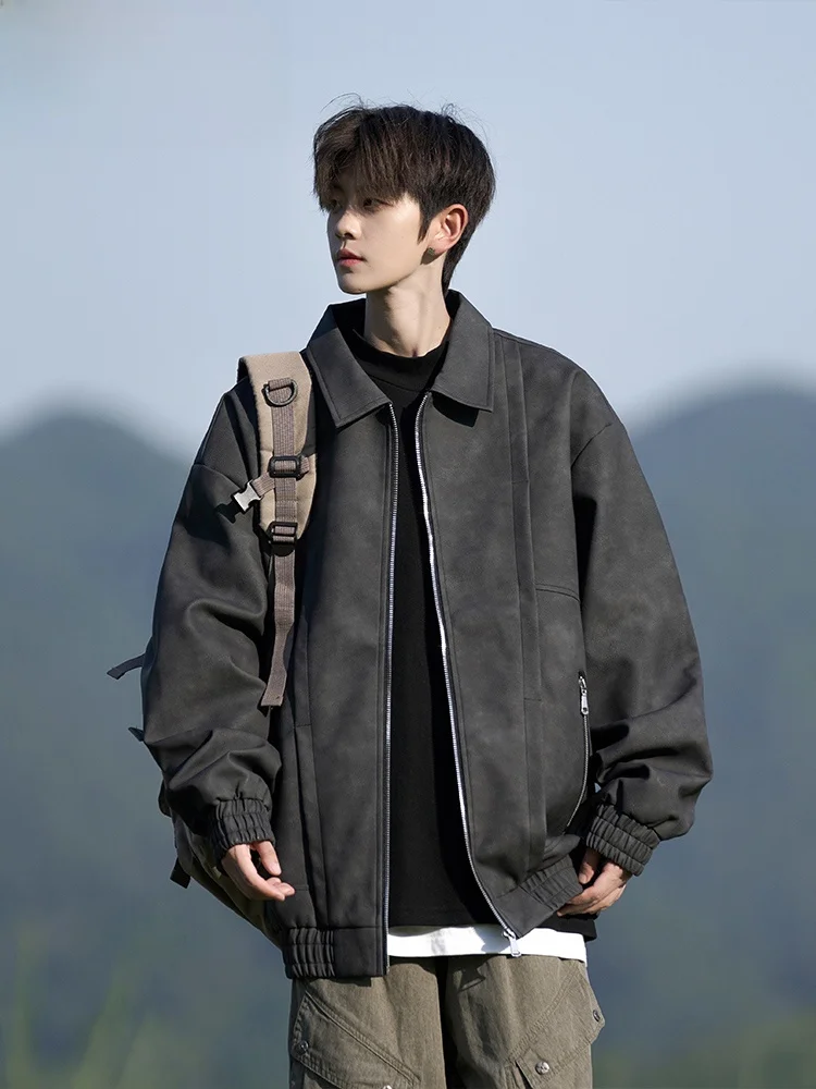 Wassup Happy American Retro Lapel Leather Jaet Men's Autumn High Faion Loose Outerwear Casual Sle Polyester Fiber
Wassup Happy American Retro Lapel Leather Jaet Men's Autumn High Faion Loose Outerwear Casual Sle Polyester Fiber