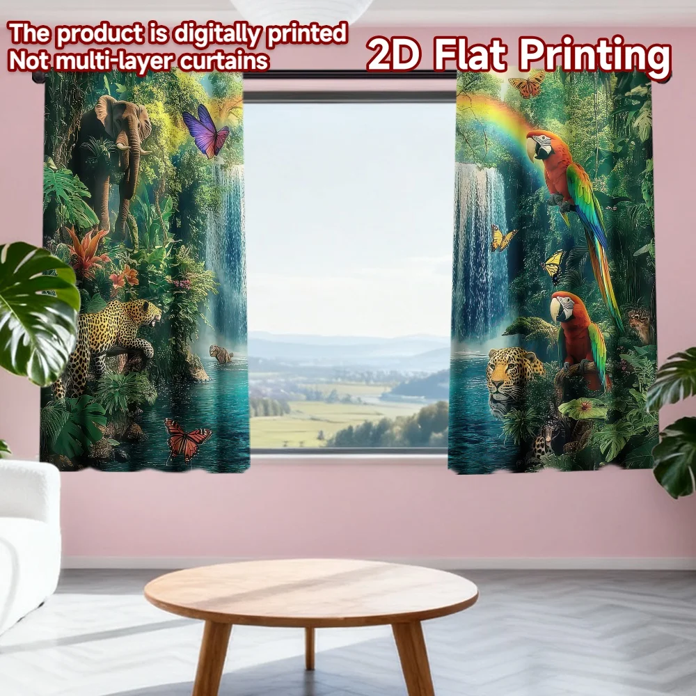 2D flat printing 2pcs Curtain Tropical Paradise Jungle Digital Printed Polyester Drapes Festive Curtains Use for Event
2D flat printing 2pcs Curtain Tropical Paradise Jungle Digital Printed Polyester Drapes Festive Curtains Use for Event