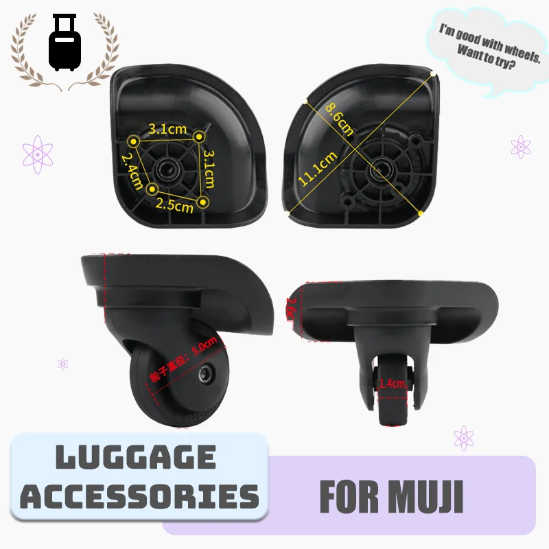 FOR MUJI 360° Silent Rolling, Sturdy and Durable Design, The Perfect Replacement For Damaged Suitcase Wheels.
FOR MUJI 360° Silent Rolling, Sturdy and Durable Design, The Perfect Replacement For Damaged Suitcase Wheels.