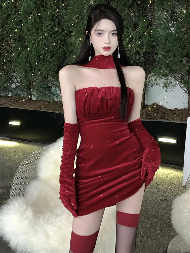 Sexy Velvet Dress Birthday Gift Christmas New Year Party Wear High Waist Short Bodycon Korean Style Wedding Dress for Women
Sexy Velvet Dress Birthday Gift Christmas New Year Party Wear High Waist Short Bodycon Korean Style Wedding Dress for Women
