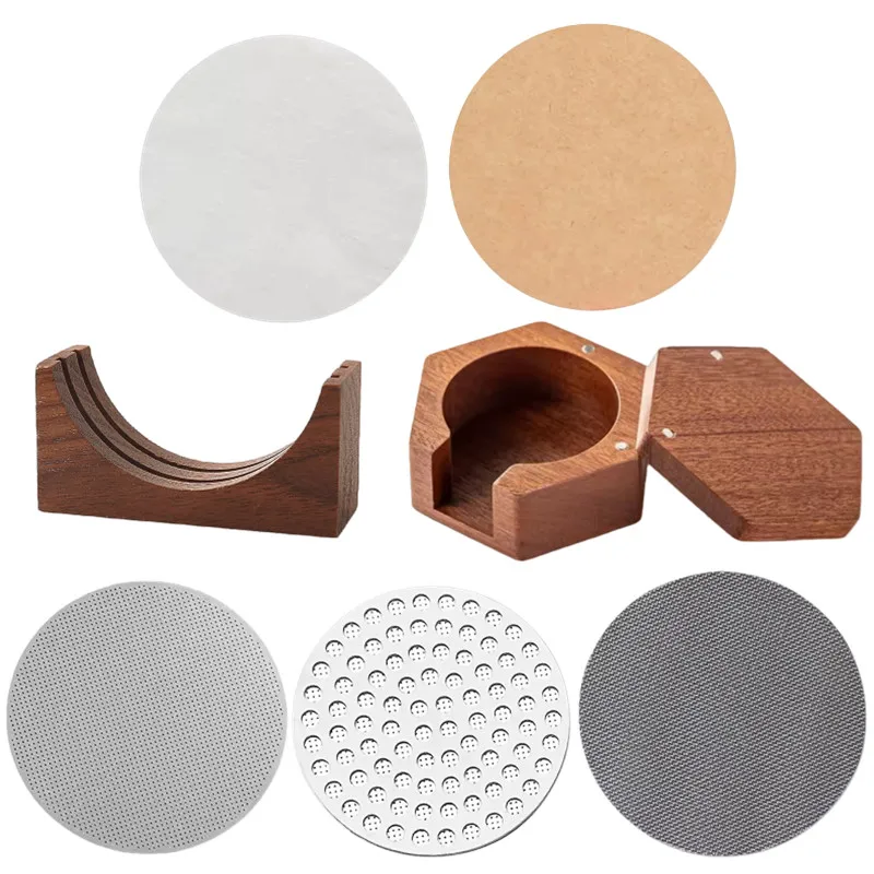 51/53/58mm Stainless Steel Puck Screen with Holder Coffee Paper Filter Wooden Storage Box Set for Portafilter Filter Accessories
51/53/58mm Stainless Steel Puck Screen with Holder Coffee Paper Filter Wooden Storage Box Set for Portafilter Filter Accessories