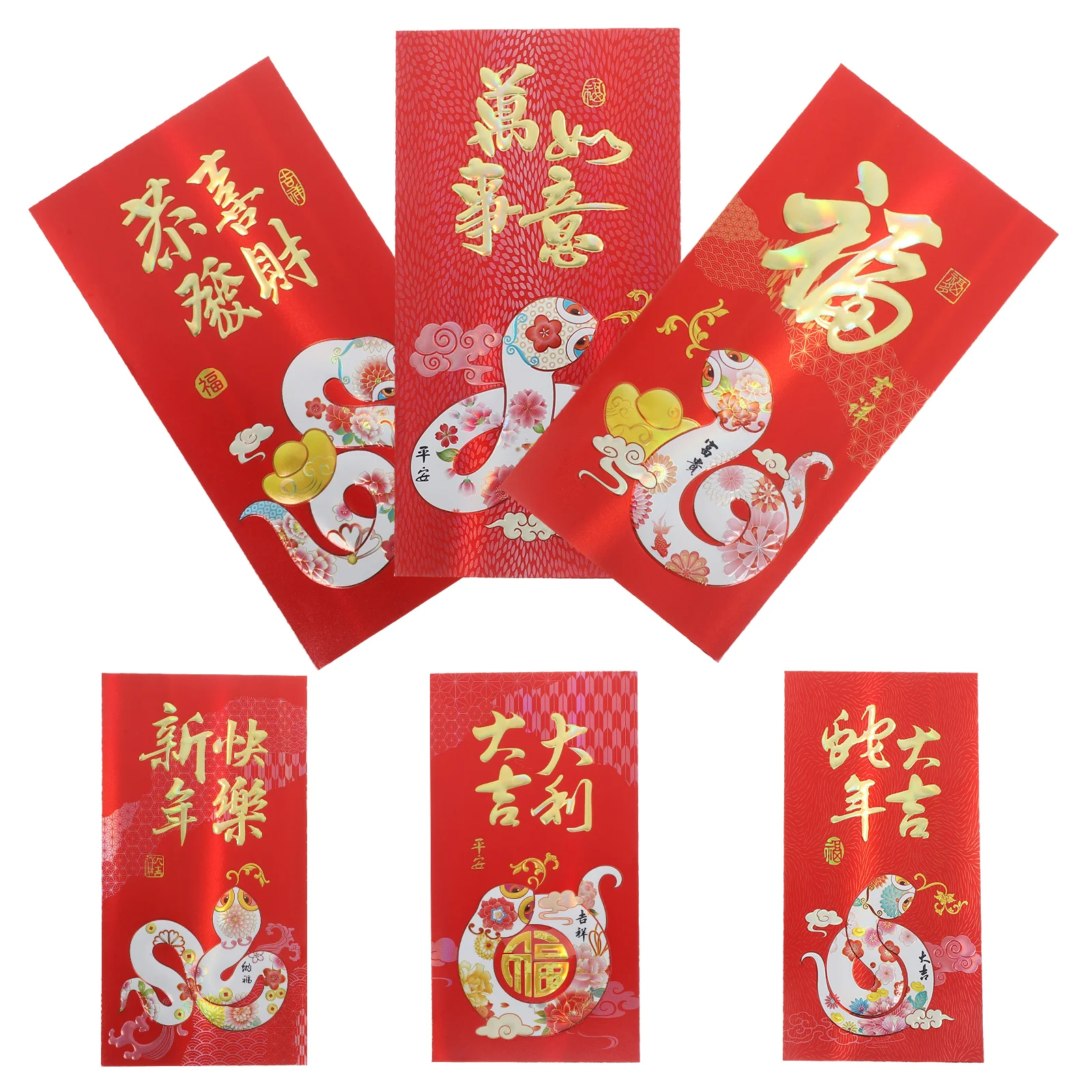 6pcs 2025 Snake Chinese New Year Red Envelopes Lucky Money Packets Fine Printing Adorable Cartoon Secure Design Cultural 
6pcs 2025 Snake Chinese New Year Red Envelopes Lucky Money Packets Fine Printing Adorable Cartoon Secure Design Cultural
