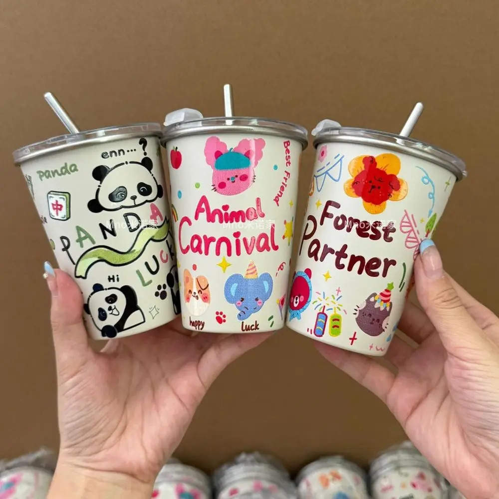 New 300ml Mug Cup Cartoon High Aesthetic Straw Cup Stainless Steel with Cup Cover Heat Insulation Cup Outdoors
New 300ml Mug Cup Cartoon High Aesthetic Straw Cup Stainless Steel with Cup Cover Heat Insulation Cup Outdoors