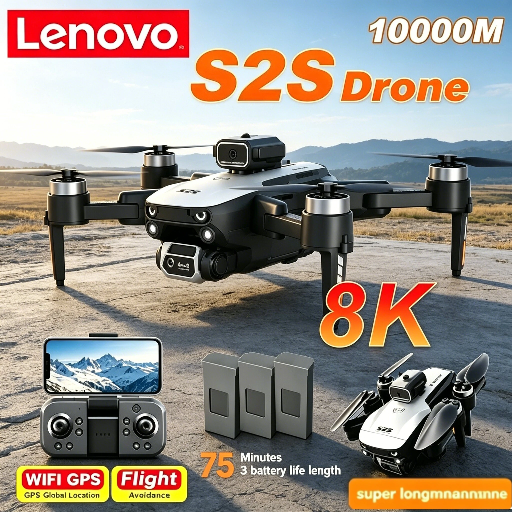 8K Ultra HD Lenovo S2S Quadcopter Dual Lens GPS Positioning All-round Obstacle Avoidance Brushless Flying Drone
8K Ultra HD Lenovo S2S Quadcopter Dual Lens GPS Positioning All-round Obstacle Avoidance Brushless Flying Drone