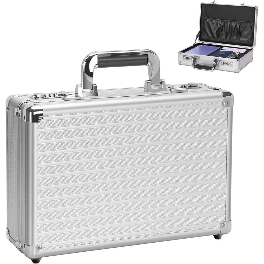 Portable Metal Storage Box with Dual Combination Locks, 14.9 x 10.6 x 4.3, Secure Document Organizer for Home, Office, and Trave
Portable Metal Storage Box with Dual Combination Locks, 14.9 x 10.6 x 4.3, Secure Document Organizer for Home, Office, and Trave