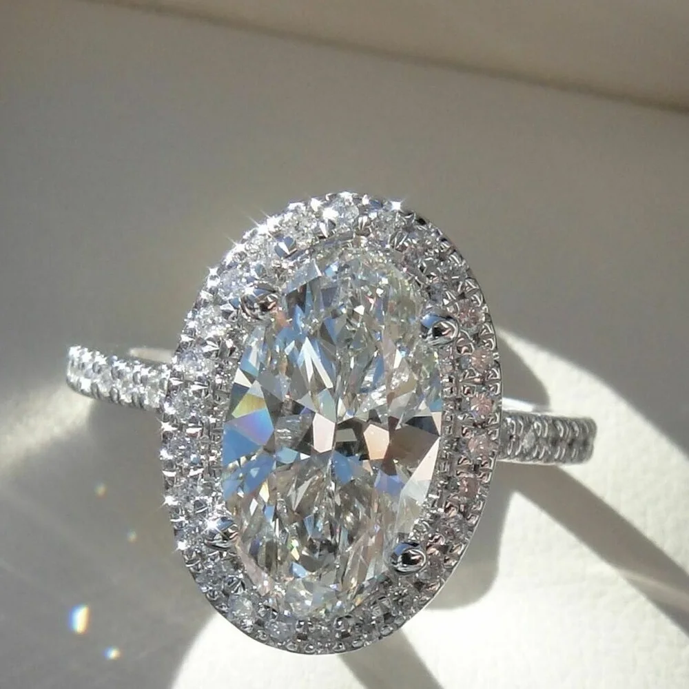 18K Women's Ring Oval Mosan Diamond D VVS1 Can pass the diamond test Wedding Engagement Party Anniversary&Valentine's Gift
18K Women's Ring Oval Mosan Diamond D VVS1 Can pass the diamond test Wedding Engagement Party Anniversary&Valentine's Gift