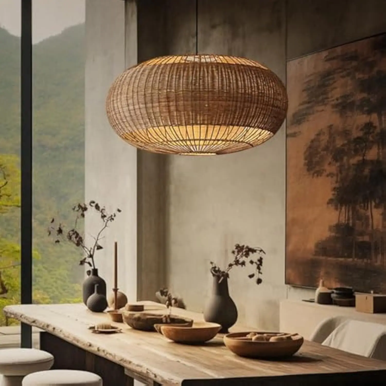 Rattan Handwoven Pendant Lights Adjustable Bamboo Wicker Hanging Lamp, Pendantt Light Fixture with Drum Basket Shade 1 Light Wo
Rattan Handwoven Pendant Lights Adjustable Bamboo Wicker Hanging Lamp, Pendantt Light Fixture with Drum Basket Shade 1 Light Wo