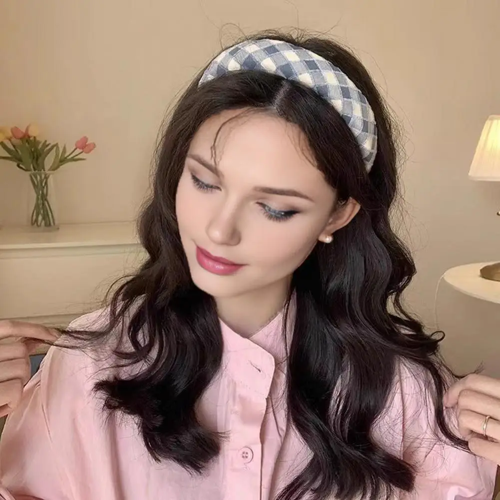Women's Bluish Stripe Plaid Print Headband with Sponge Padding Girls Hair Accessory Sweet Blue Flower Bow Printed Hairband
Women's Bluish Stripe Plaid Print Headband with Sponge Padding Girls Hair Accessory Sweet Blue Flower Bow Printed Hairband