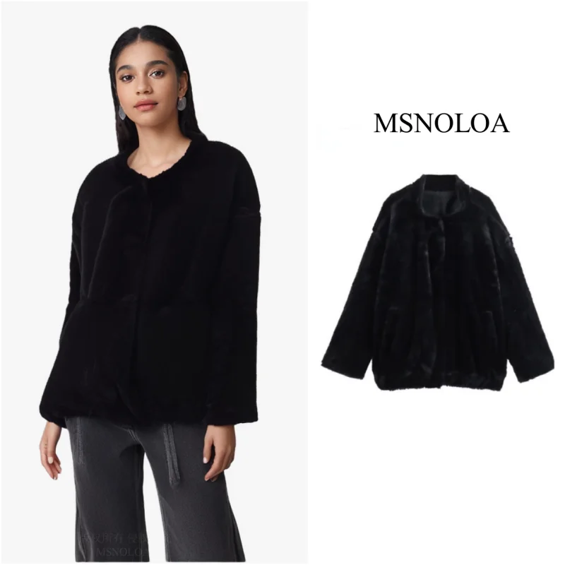Woman Fashion Artificial Fur Flight Jacket Casual Loose Long Sleeve Stand Collar Black Coats Y2k 2024 Autumn Winter Top
Woman Fashion Artificial Fur Flight Jacket Casual Loose Long Sleeve Stand Collar Black Coats Y2k 2024 Autumn Winter Top