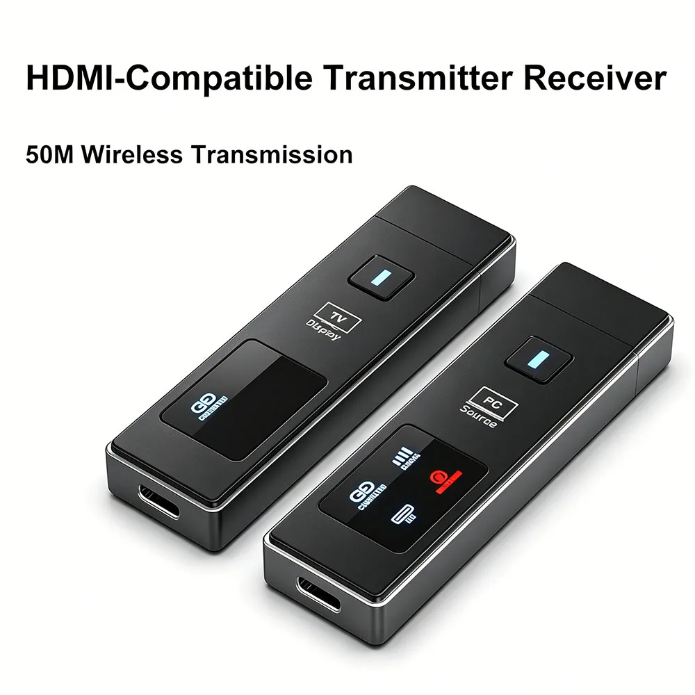 50M 1080P 60Hz HDMI-Compatible Wireless Transmitter Receiver Extender Dongle Screen Mirroring Adapter for Laptop PC Camera TV
50M 1080P 60Hz HDMI-Compatible Wireless Transmitter Receiver Extender Dongle Screen Mirroring Adapter for Laptop PC Camera TV