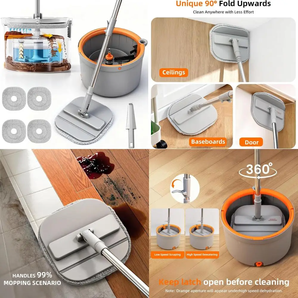 4-Head Spin Mop with Self-Cleaning Bucket and Dirty Water Separation for Home Floor Care
4-Head Spin Mop with Self-Cleaning Bucket and Dirty Water Separation for Home Floor Care