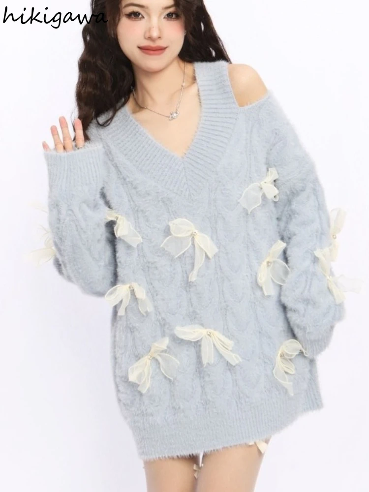 Off Shoulder Pullovers Women Fall Winter Clothing Sueter Mujer Bow Fashion Knitted Sweater Y2k Tops Pull Femme Korean Jumper
Off Shoulder Pullovers Women Fall Winter Clothing Sueter Mujer Bow Fashion Knitted Sweater Y2k Tops Pull Femme Korean Jumper