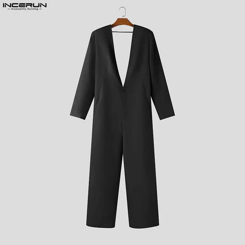 INCERUN Men Jumpsuits Solid Color V Neck Long Sleeve Button Casual Male Rompers Streetwear Backless Hollow Out Fashion Overalls
INCERUN Men Jumpsuits Solid Color V Neck Long Sleeve Button Casual Male Rompers Streetwear Backless Hollow Out Fashion Overalls
