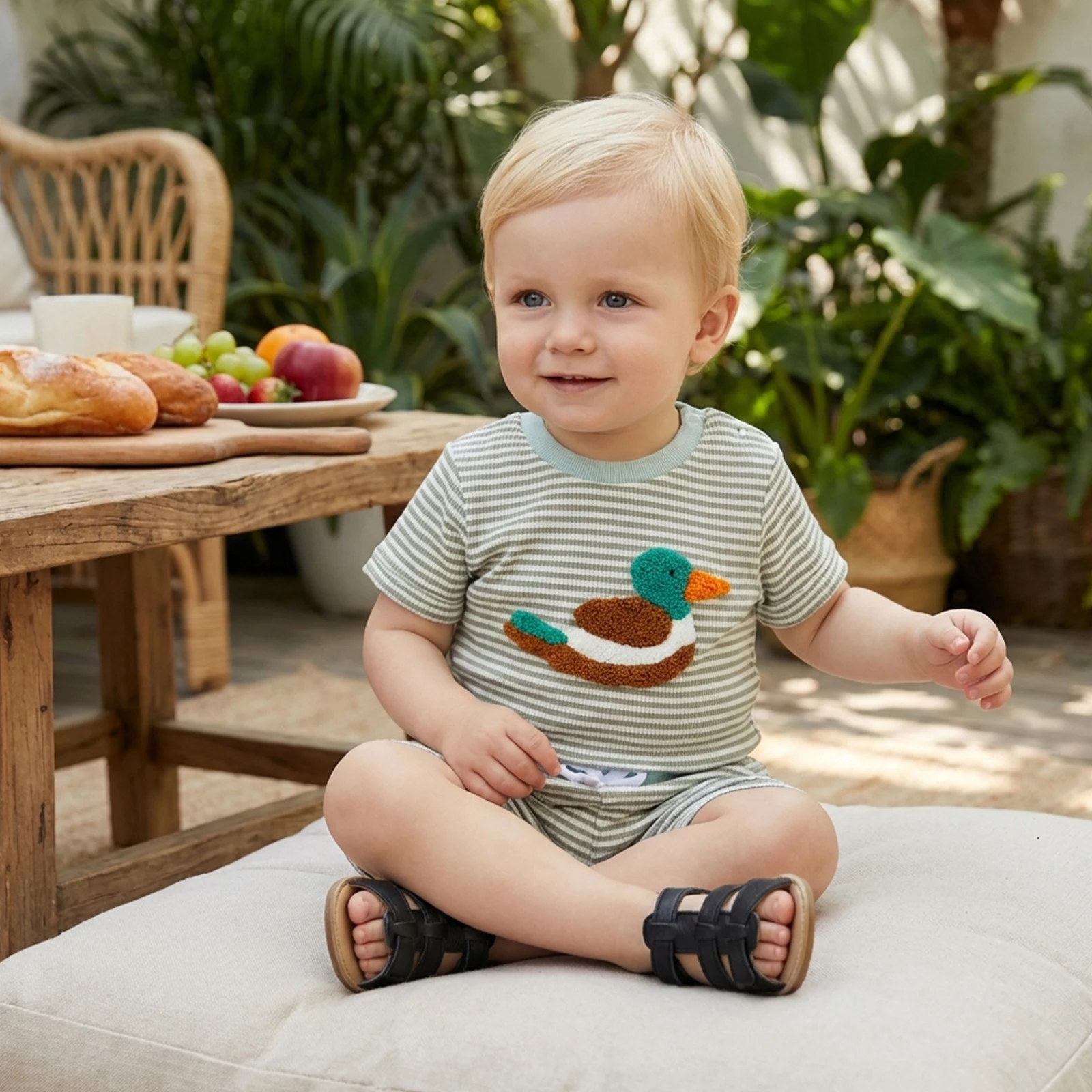 Летняя одежда для маленьких мальчиков VISgogo, полосатый комбинезон с вышивкой в виде утки и шорты с короткими рукавами, комплект из 2 предметов
Летняя одежда для маленьких мальчиков VISgogo, полосатый комбинезон с вышивкой в виде утки и шорты с короткими рукавами, комплект из 2 предметов