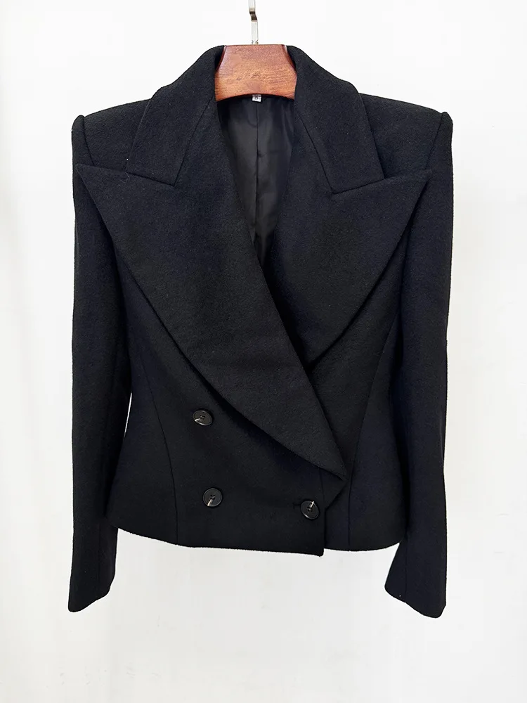 Cropped Woolen Blazer Double Breasted Peak Lapel Slim Fit Women Jacket Structured Shoulder Chic Fall Winter NEW Casual Outerwear
Cropped Woolen Blazer Double Breasted Peak Lapel Slim Fit Women Jacket Structured Shoulder Chic Fall Winter NEW Casual Outerwear