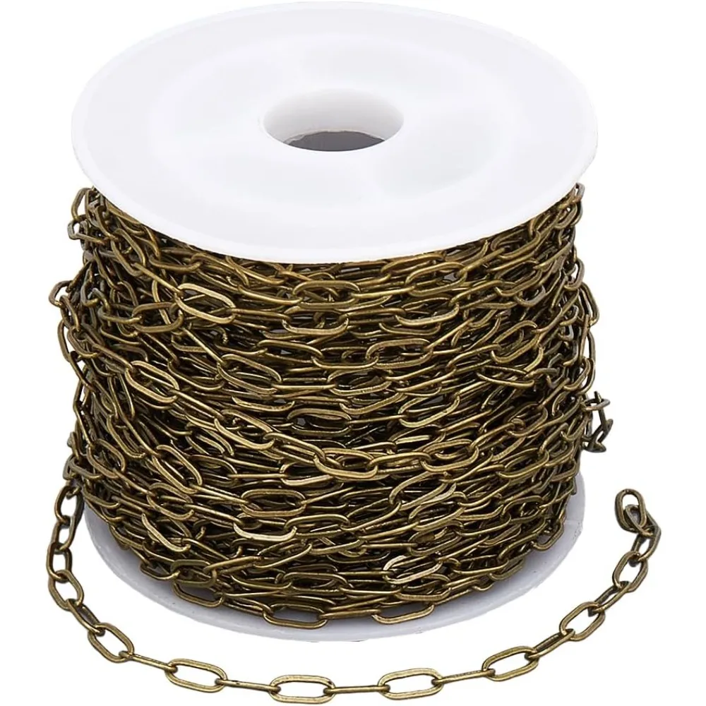 10M/32.8 Feet Brass Paper Clip Chain Cable Link Chain with Spool Antique Bronze Paperclip 6mm Drawn Elongated Oval making kit
10M/32.8 Feet Brass Paper Clip Chain Cable Link Chain with Spool Antique Bronze Paperclip 6mm Drawn Elongated Oval making kit