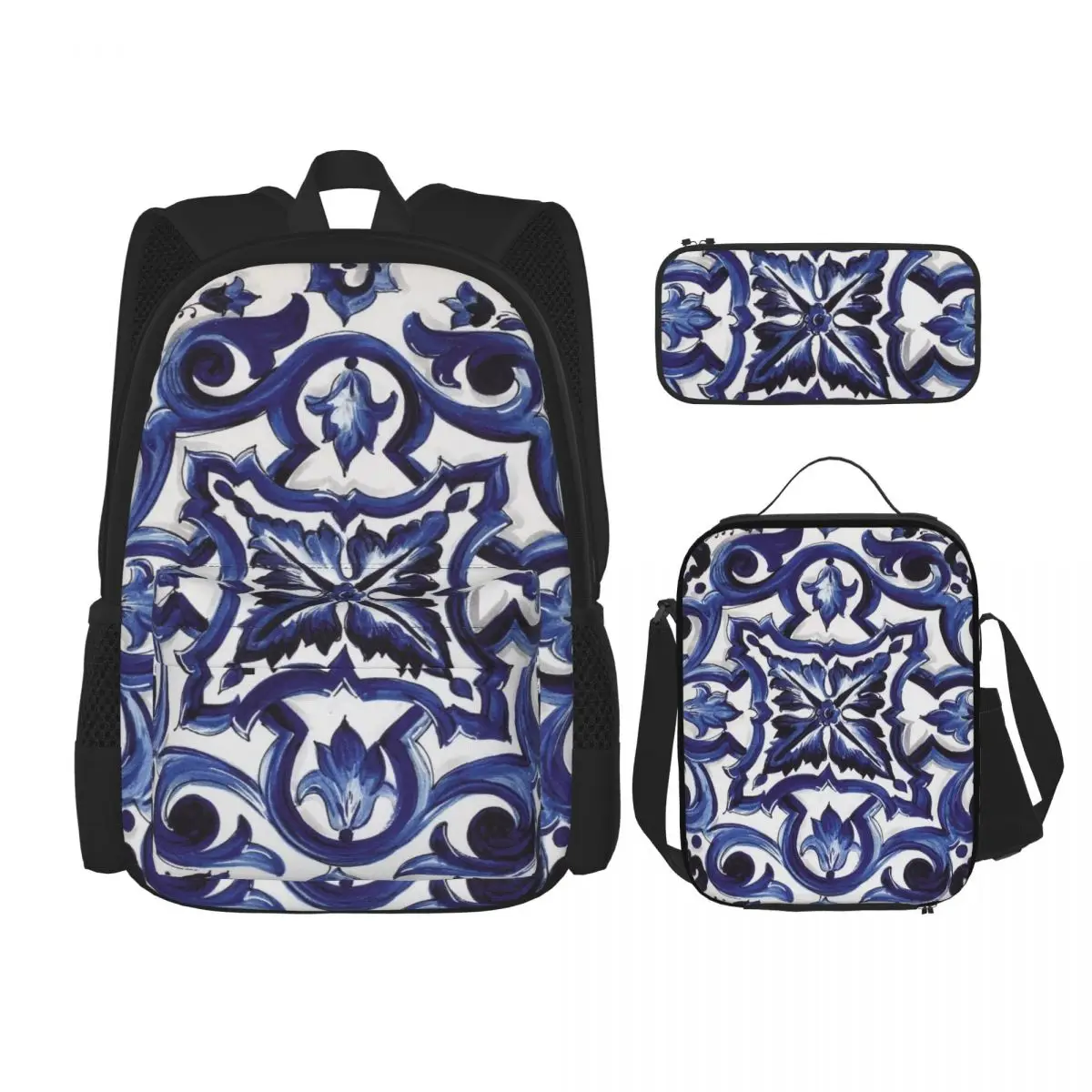 Blue Ornate Floral Mediterranean Sicilian Tile BackpacksChildren School Bags Kids Rucksack Lunch Bag Pen Bag Three-Piece Set
Blue Ornate Floral Mediterranean Sicilian Tile BackpacksChildren School Bags Kids Rucksack Lunch Bag Pen Bag Three-Piece Set