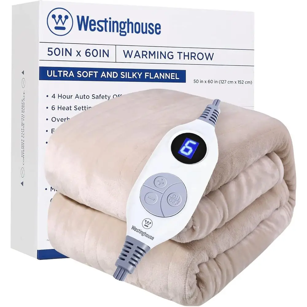 Heated Blanket Throw, Electric With 6 Heating Levels, 2-10 Hours Time Settings, Overheat Protection, hine Washable, lannel (50x6
Heated Blanket Throw, Electric With 6 Heating Levels, 2-10 Hours Time Settings, Overheat Protection, hine Washable, lannel (50x6