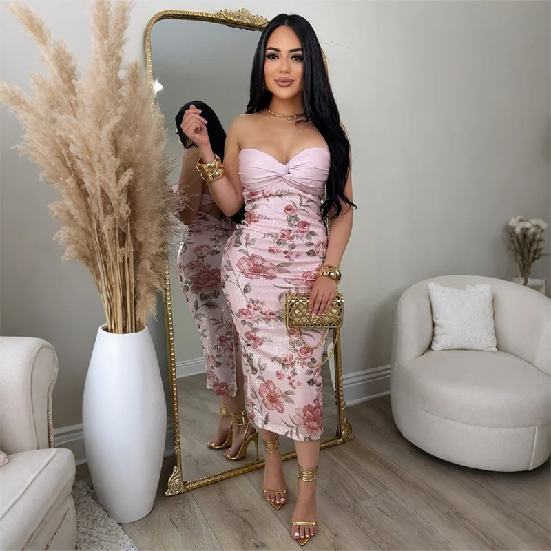 Sexy Floral Printed Bodycon Midi Dress Women Lace-up Backless Sequins Back Split Sheath Slim Party Club Birthday Dresses Vestido
Sexy Floral Printed Bodycon Midi Dress Women Lace-up Backless Sequins Back Split Sheath Slim Party Club Birthday Dresses Vestido