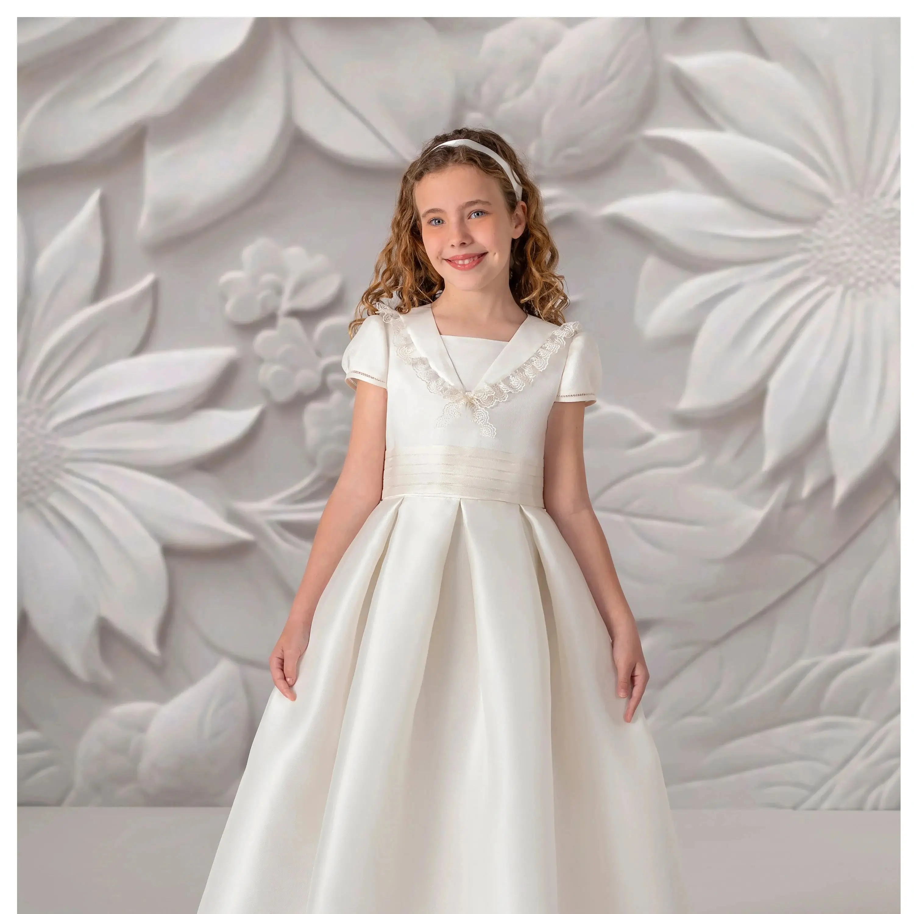 Elegant Satin Flower Girl Dresses for Wedding Sailor Collar Floor Lenght Kids Party Birthday First Communion Gown Custom
Elegant Satin Flower Girl Dresses for Wedding Sailor Collar Floor Lenght Kids Party Birthday First Communion Gown Custom