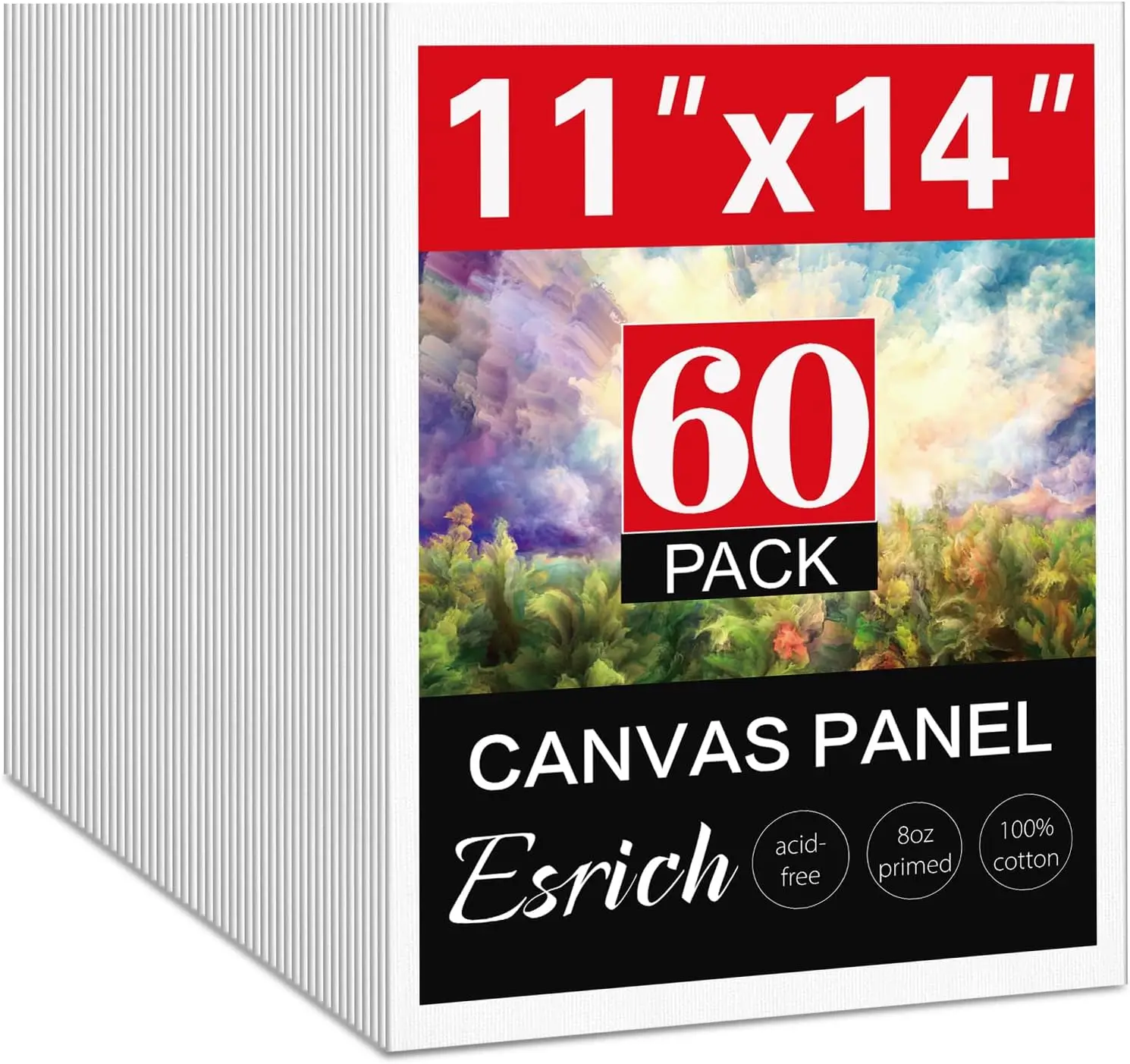 60 Pack 11x14 Canvas Boards for Painting, Primed Cotton, Acid Free, for Acrylic Oil Watercolor
60 Pack 11x14 Canvas Boards for Painting, Primed Cotton, Acid Free, for Acrylic Oil Watercolor