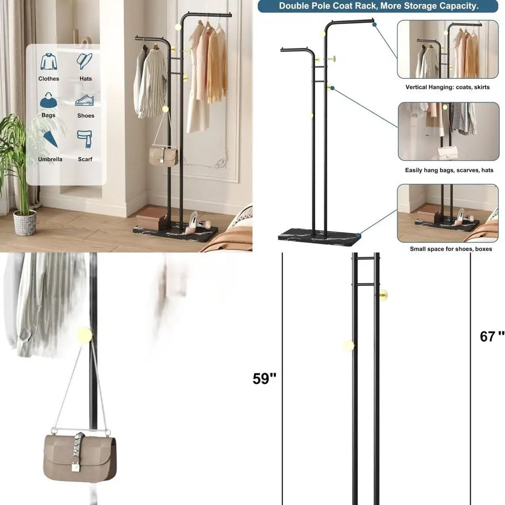 Stylish Black Metal Coat Rack with 5 Hooks for Home Entryway, Bedroom, or Living Room
Stylish Black Metal Coat Rack with 5 Hooks for Home Entryway, Bedroom, or Living Room