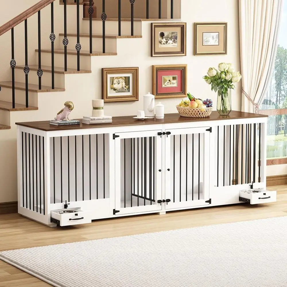 urniture Style Large Dog Crate or 2 Dogs, 86.6" Heavy Duty Wooden Dog Kennel with Dog Bowl Ders & Divider, Indoor urniture Style
urniture Style Large Dog Crate or 2 Dogs, 86.6" Heavy Duty Wooden Dog Kennel with Dog Bowl Ders & Divider, Indoor urniture Style