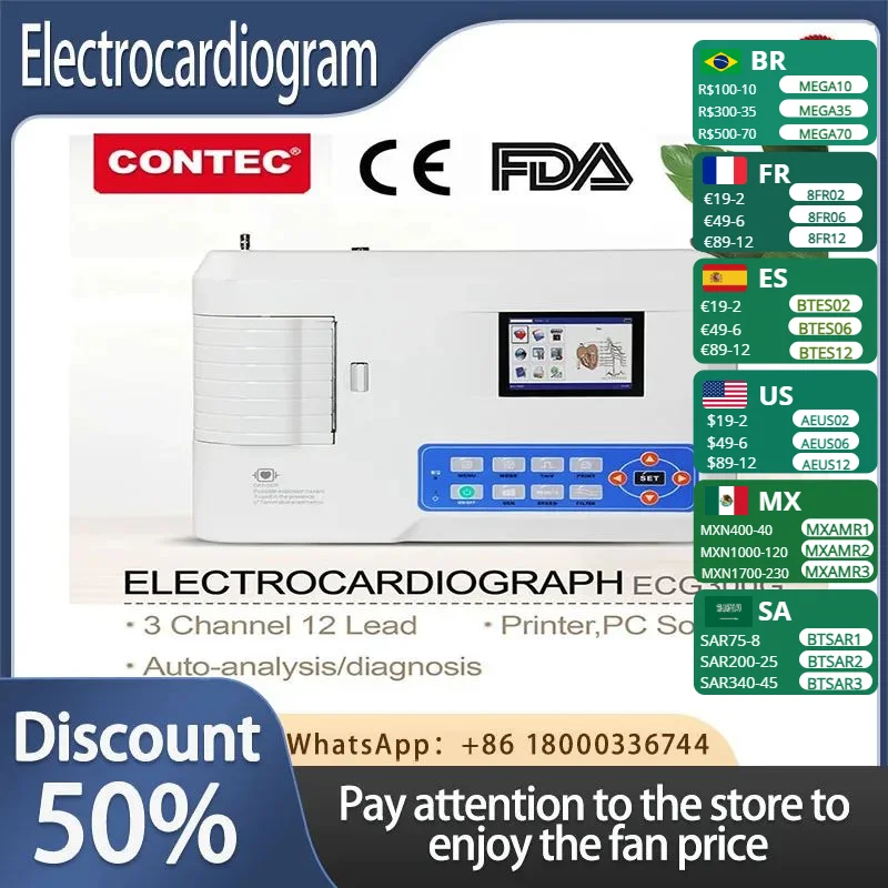 Цифровой электрокардиографический USB-интерфейс CONTEC ECG300G, 3 канала, 12 выводов, для передачи данных
Цифровой электрокардиографический USB-интерфейс CONTEC ECG300G, 3 канала, 12 выводов, для передачи данных