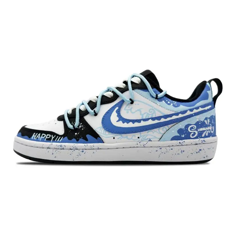 【Customize】Nike Court Borough Skateboarding Shoes Women's Low-top Black/white/blue Sneakers shoes BQ5448-115
【Customize】Nike Court Borough Skateboarding Shoes Women's Low-top Black/white/blue Sneakers shoes BQ5448-115