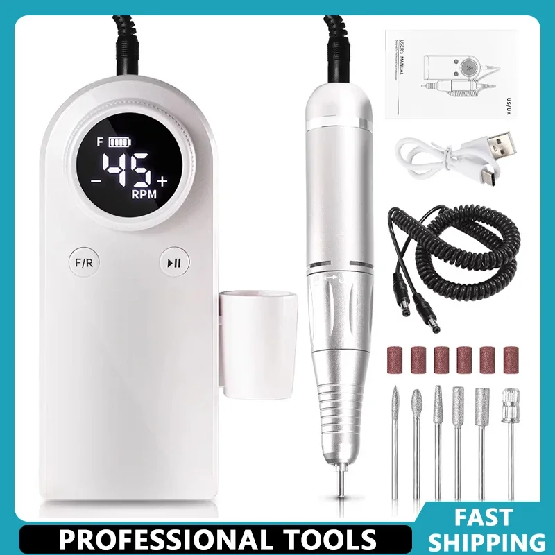 45000RPM Professional Rechargeable Cordless Electric Nail File Drill For Acrylic Gel Nails Polishing And Removing
45000RPM Professional Rechargeable Cordless Electric Nail File Drill For Acrylic Gel Nails Polishing And Removing