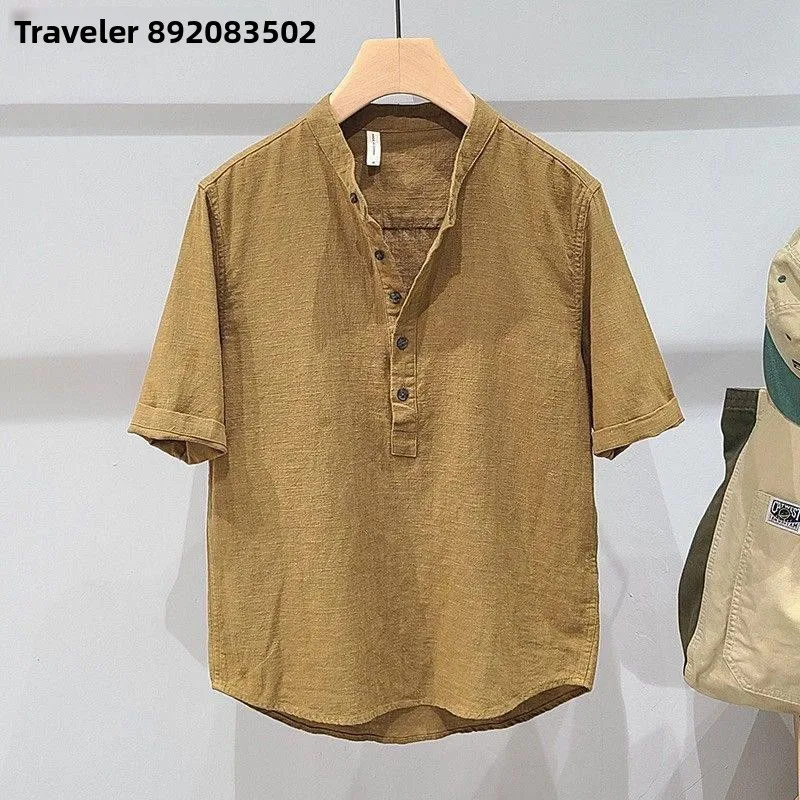 Pure Color Linen Collared Ice Silk Short Sleeve Shirt Men's Casual Wear Summer New Style Simple Cotton Linen Youth Leisure Shirt
Pure Color Linen Collared Ice Silk Short Sleeve Shirt Men's Casual Wear Summer New Style Simple Cotton Linen Youth Leisure Shirt