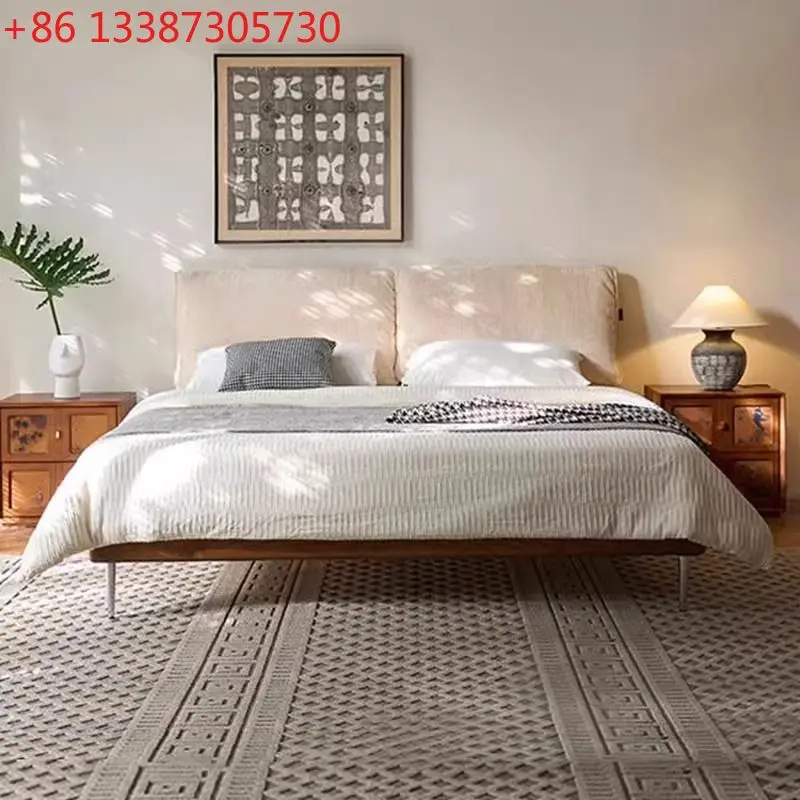 Ear chenille fabric bed, master bedroom light luxury medieval style solid wood bed, sided double bed
Ear chenille fabric bed, master bedroom light luxury medieval style solid wood bed, sided double bed