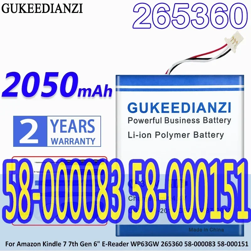 High Capacity GUKEEDIANZI Battery 2050mAh For Amazon Kindle 7 7th Gen 6" E-Reader WP63GW 265360 58-000083 58-000151 Batteries
High Capacity GUKEEDIANZI Battery 2050mAh For Amazon Kindle 7 7th Gen 6" E-Reader WP63GW 265360 58-000083 58-000151 Batteries