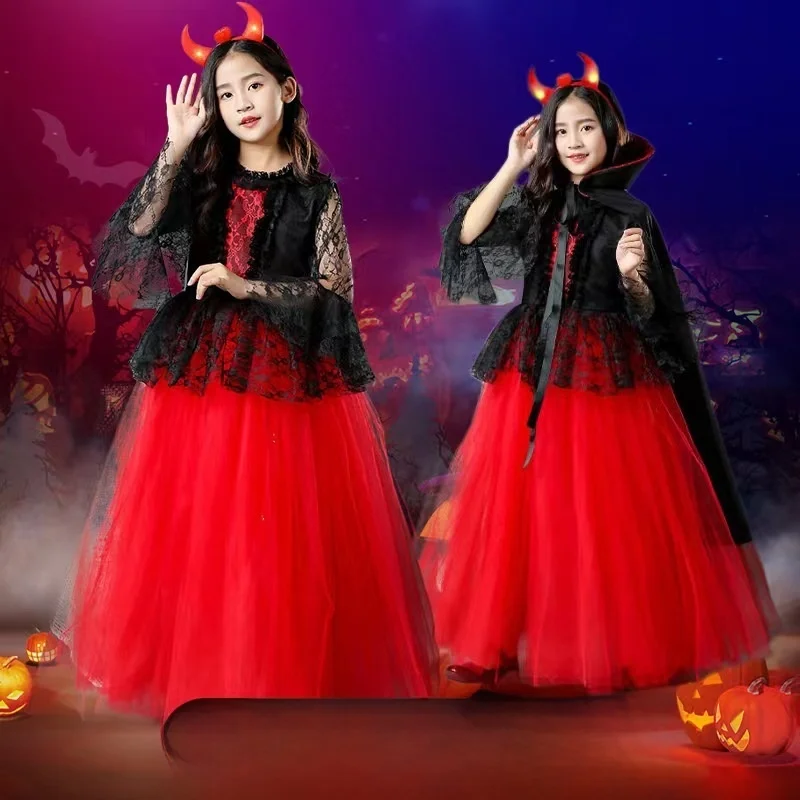 2026 New Halloween Devil Witch Costume Girls' Princess Skirt Robe Stage Performance Clothing Chinese Manufacturer
2026 New Halloween Devil Witch Costume Girls' Princess Skirt Robe Stage Performance Clothing Chinese Manufacturer