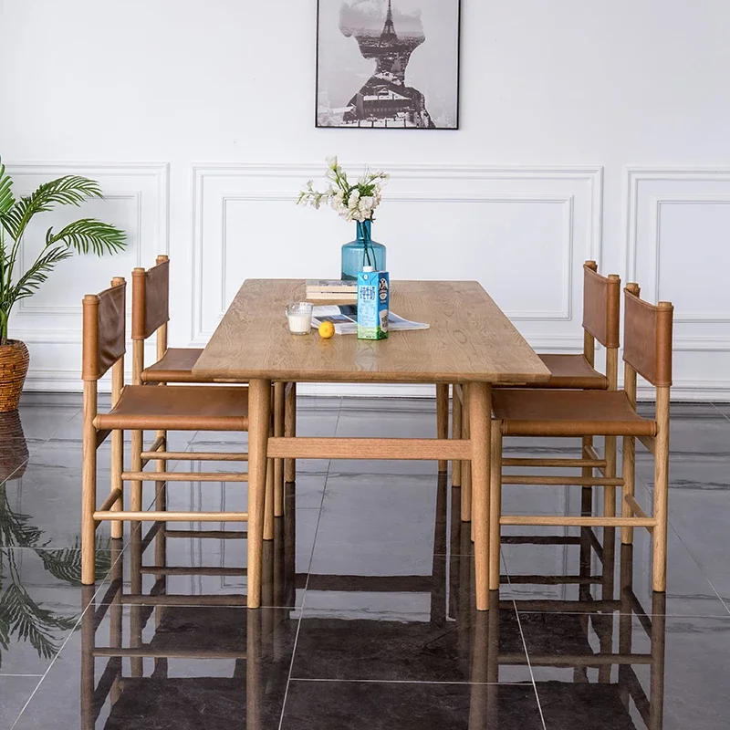 Solid Wood Oak Rounded Dining Table Modern American Simple Solid Wood Complete Household Table
Solid Wood Oak Rounded Dining Table Modern American Simple Solid Wood Complete Household Table