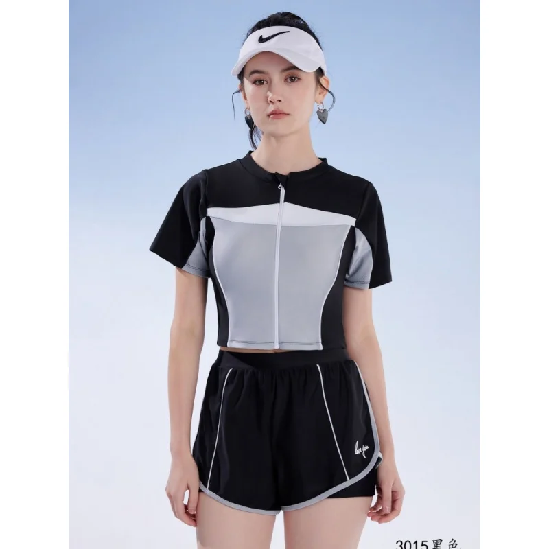 Minsu Women's New Sports Swimsuit Two-Piece Conservative Half-Sleeve Training Swimming Student Tummy-Control Slimming Swimwear P
Minsu Women's New Sports Swimsuit Two-Piece Conservative Half-Sleeve Training Swimming Student Tummy-Control Slimming Swimwear P