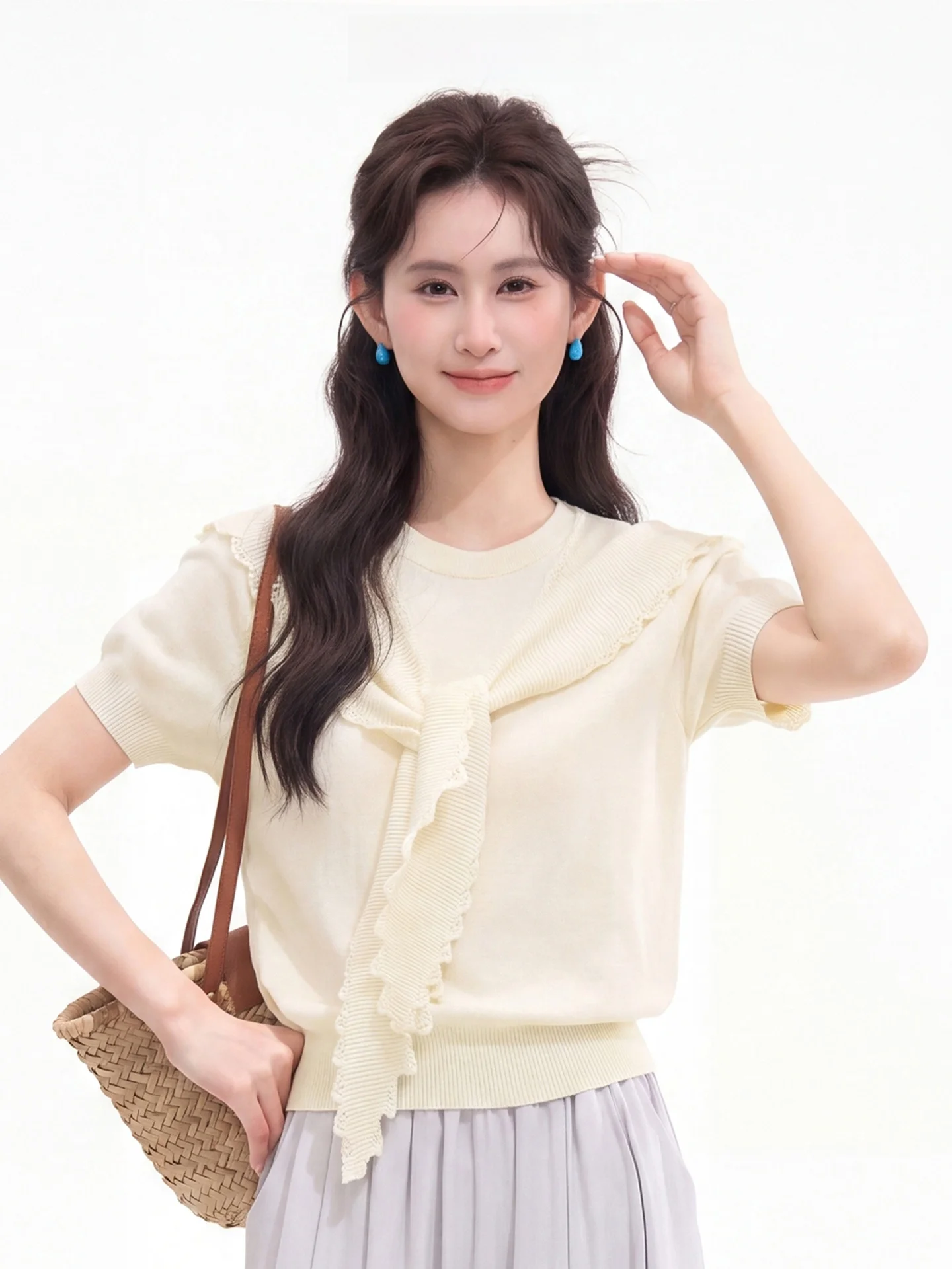 Heme 6 Woolen Summer Slimming Short Sleeve Knitted Shoulder Wrap Women's Fashionable Versatile Simple Style Casual Wear
Heme 6 Woolen Summer Slimming Short Sleeve Knitted Shoulder Wrap Women's Fashionable Versatile Simple Style Casual Wear