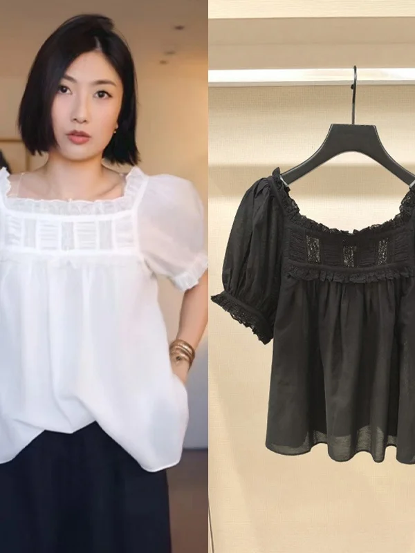 French Style Pure Color Comfortable Sweet Lace Trim Short Sleeve Overhead Doll Shirt Cotton Bubble Sleeve Plain Summer New Ar...
French Style Pure Color Comfortable Sweet Lace Trim Short Sleeve Overhead Doll Shirt Cotton Bubble Sleeve Plain Summer New Ar...