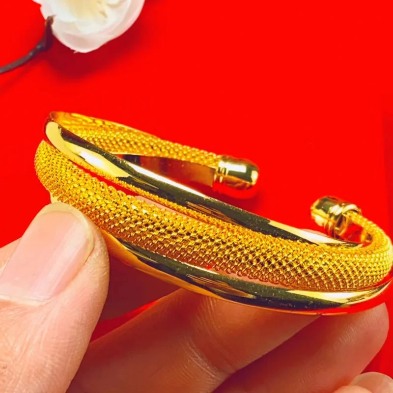 Vietnamese Sand Open Bracelet for Women Copper platingCHollow Design Bracelet with Simulated Yellow Wide Surface Simple Hand Jew
Vietnamese Sand Open Bracelet for Women Copper platingCHollow Design Bracelet with Simulated Yellow Wide Surface Simple Hand Jew